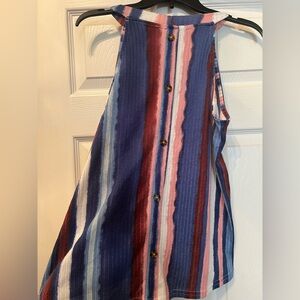 High Necked Striped Top